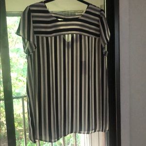 Loft blue stripe cap sleeve top